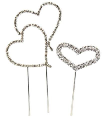 Two Hearts Love Rhinestone Wedding Cake Topper