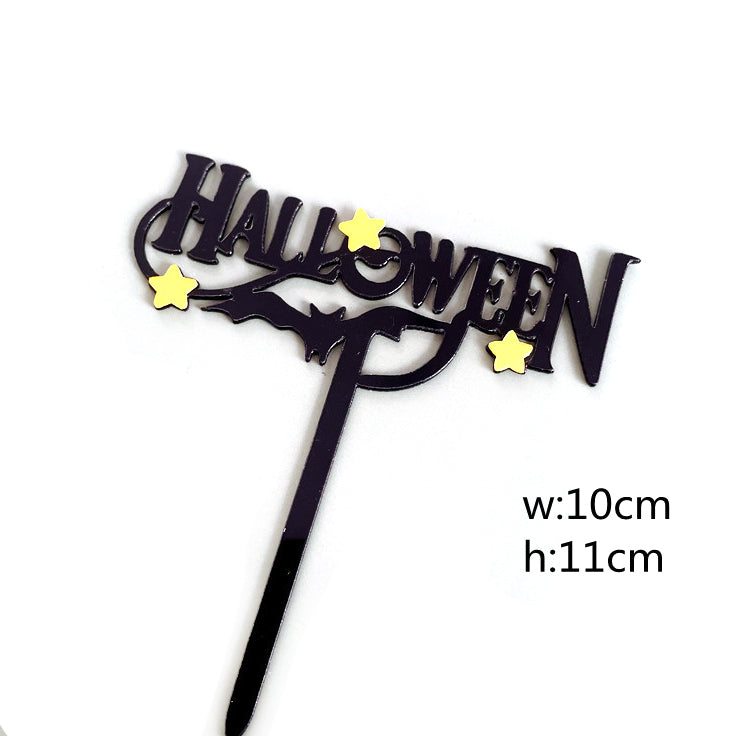 Black Halloween Acrylic Cake Topper Happy Halloween Cake Topper For Party decorations