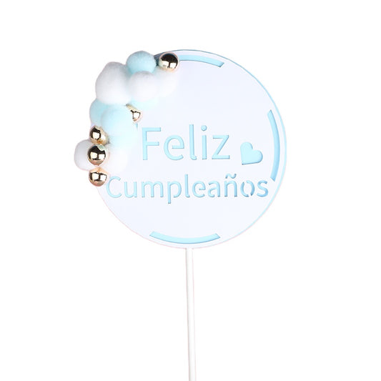 Feliz Cumpleanos cake toppers happy birthday insert for dessert