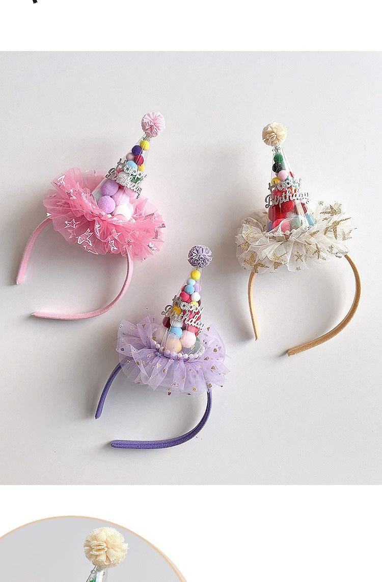 Birthday headband hat  kid's birthday crown hair clip