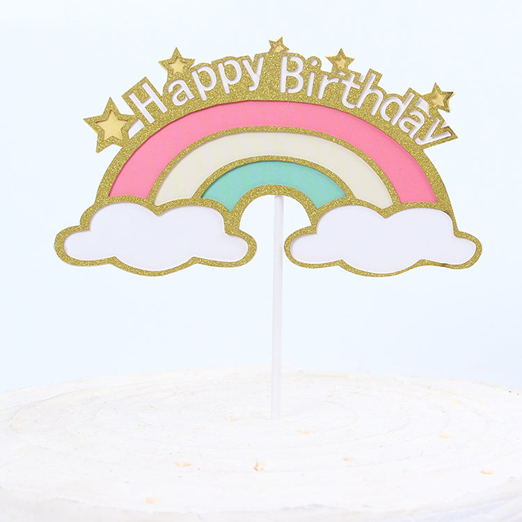 Baby Glitter Rainbow Cake Topper Happy Birthday cake topper