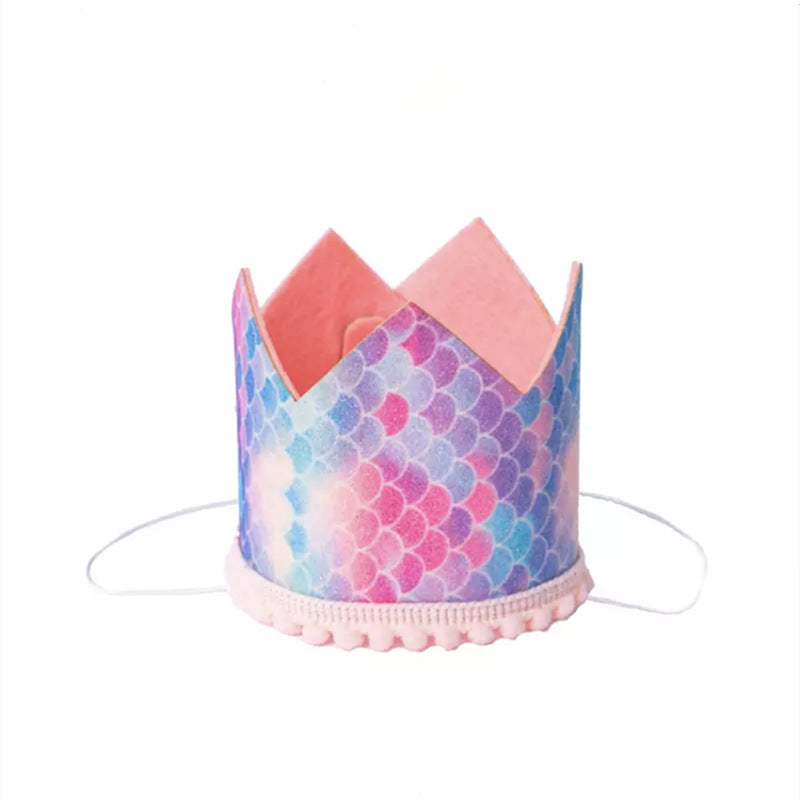 New Style Rainbow Fishtail Crown Birthday Hat for Party