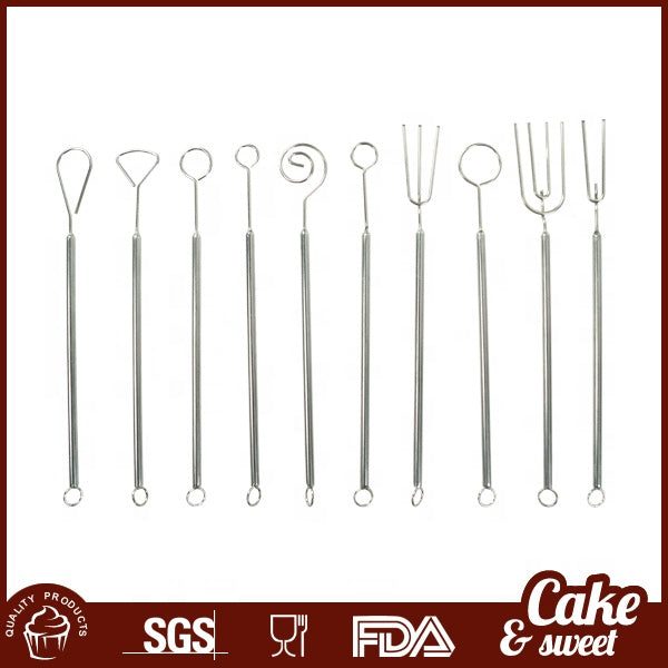 Factory wholesale low price new design kitchen baking 10pcs fork metal diy cake decorating fondant tool set