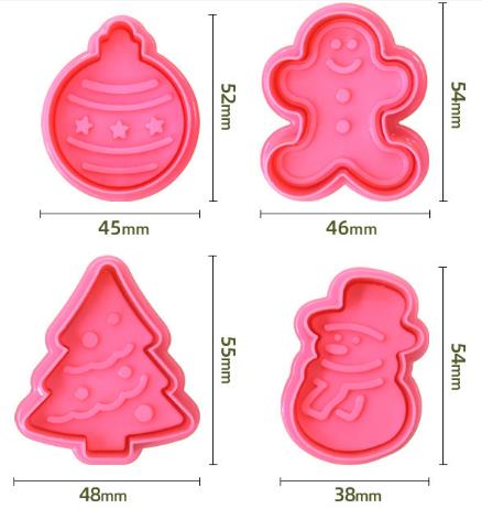 4pcs plastic Christmas cutter set