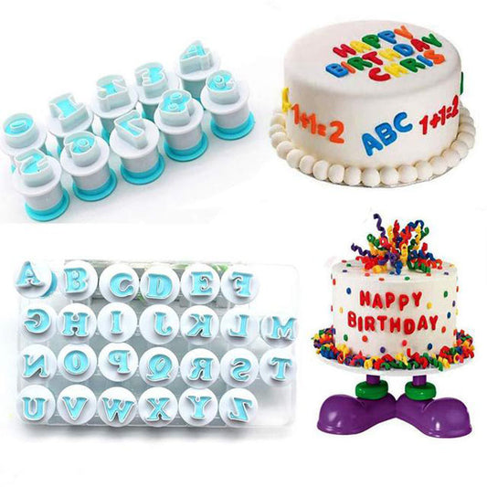 Creative plastic lowercase alphabet 3d fondant tools cake decorating letters number shape cutter