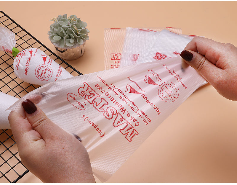 Custom 100pcs Pack Pastry Piping Bags Disposable Cake Cream Pastry Bags