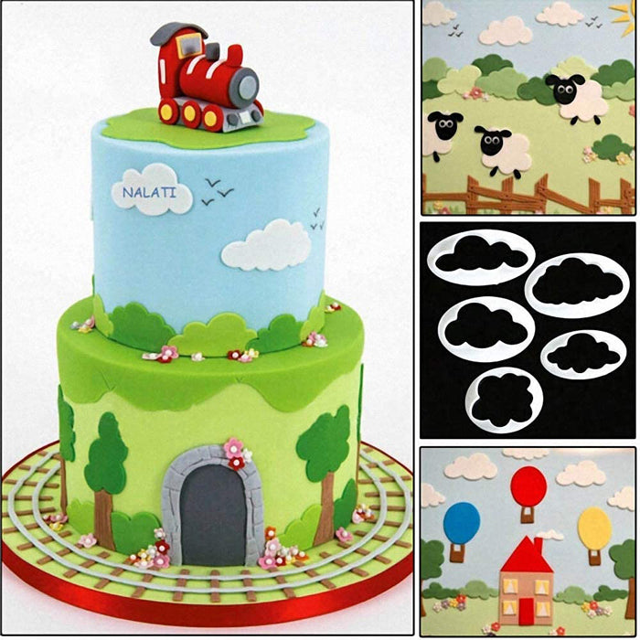 9Pcs Balloons and Cloud Cake Decoration Fondant Mold Set Hot Air Balloon Cookie Cutters for Cake Cupcake Decorating Tools