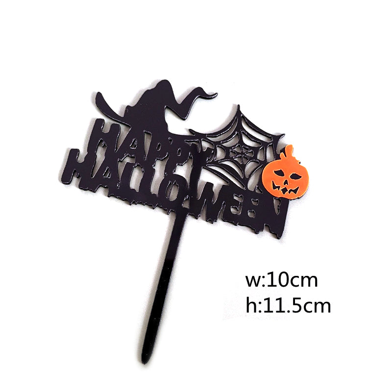 Black Halloween Acrylic Cake Topper Happy Halloween Cake Topper For Party decorations