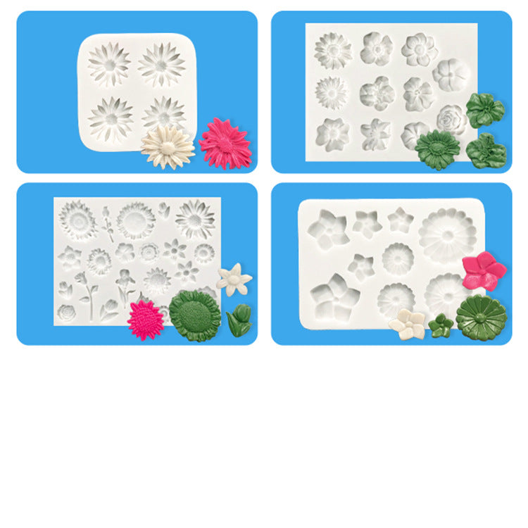 Multi daisy flower silicone mold  fondant cake decorating molds