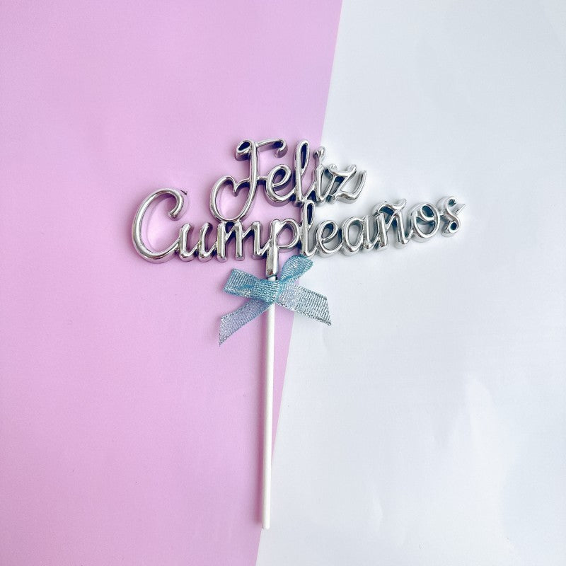 Spanish  Russian happy birthday acrylic cake topper