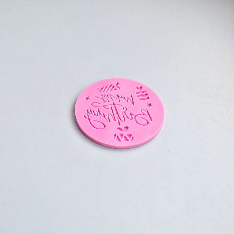 happy birthday plastic cookie cutter embosser plastic stamp  fondant mold
