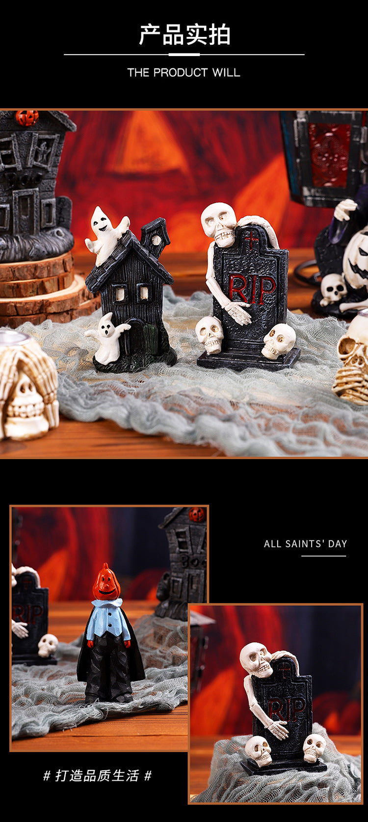 Halloween statue skull gravestone for Halloween decoration