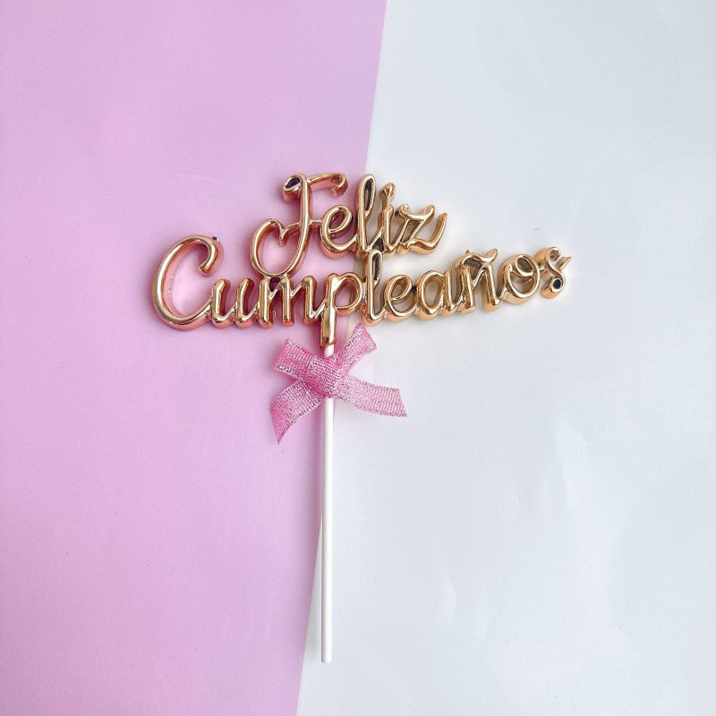 Spanish  Russian happy birthday acrylic cake topper