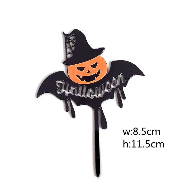 Black Halloween Acrylic Cake Topper Happy Halloween Cake Topper For Party decorations