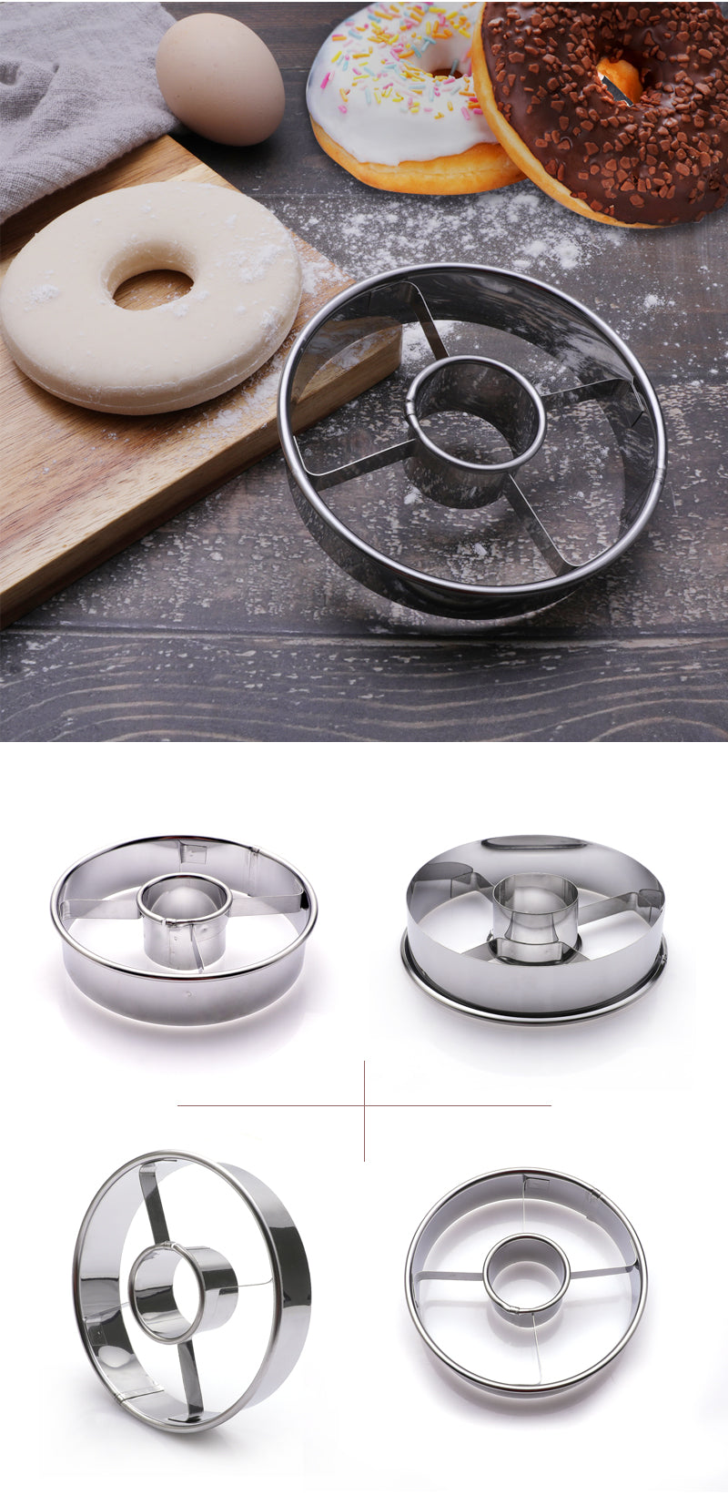 Household baking diy stainless steel big cookie biscuit round donuts mold doughnut cutter