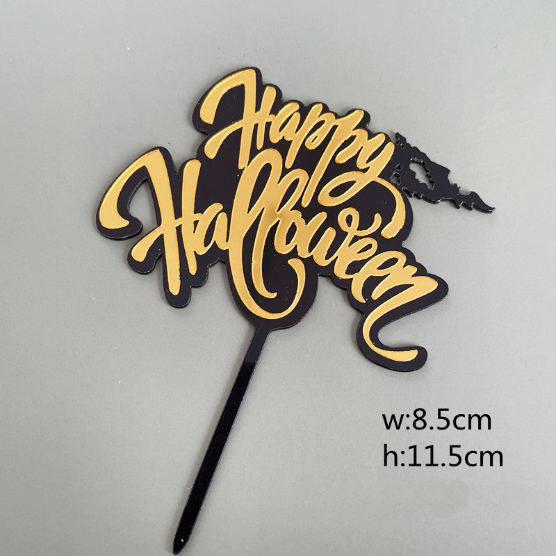 Black Halloween Acrylic Cake Topper Happy Halloween Cake Topper For Party decorations