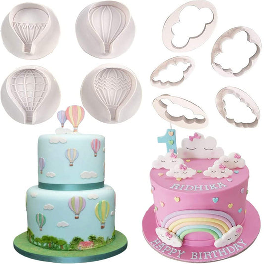 9Pcs Balloons and Cloud Cake Decoration Fondant Mold Set Hot Air Balloon Cookie Cutters for Cake Cupcake Decorating Tools