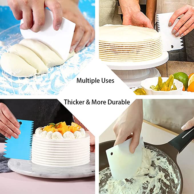 6pcs Dough Scraper Cutters Cake Icing Scraper