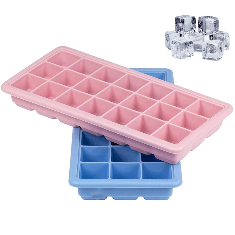 Bpa Free 21 Cavity Ice Mould Silicone Ice Cube Tray With Lid