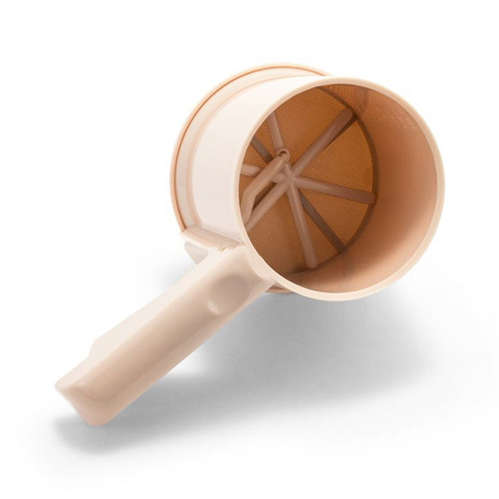 Plastic hand press flour strainer powder mesh sifter