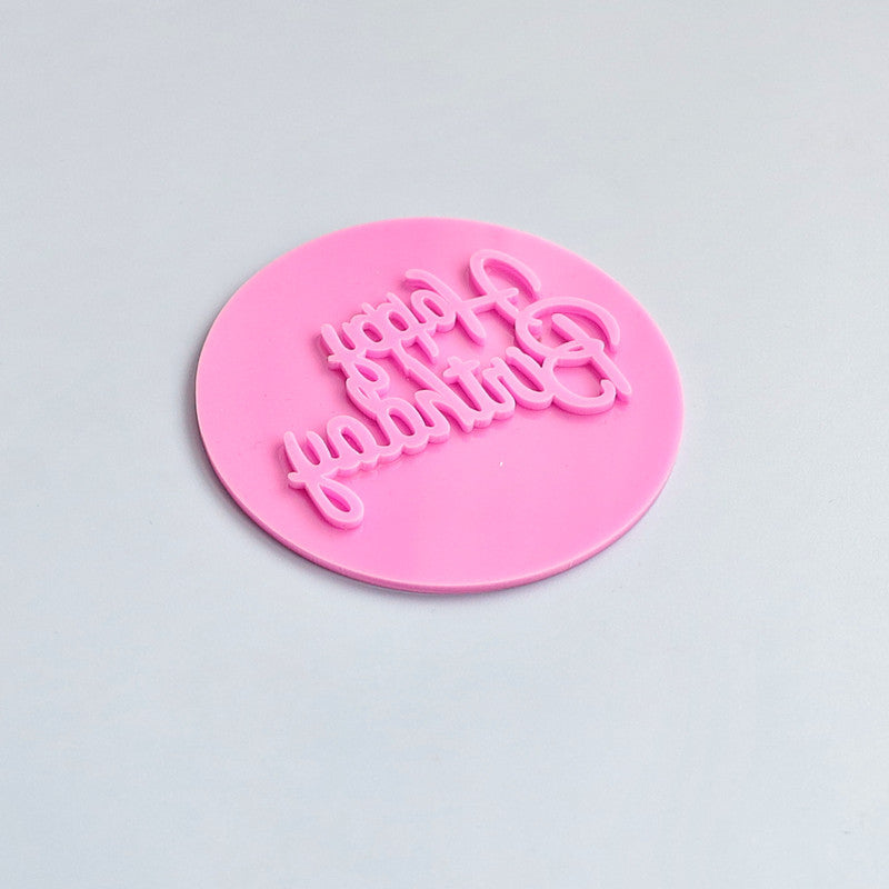 happy birthday plastic cookie cutter embosser plastic stamp  fondant mold