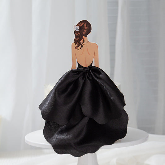 New Desgin  Cake Decoration  Back Soft Silk Dress Mother's Day Birthday  Cake Topper
