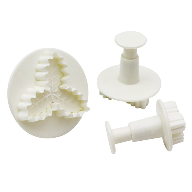 Sugarpaste Three Holly leaf Plunger Cutter baking tools