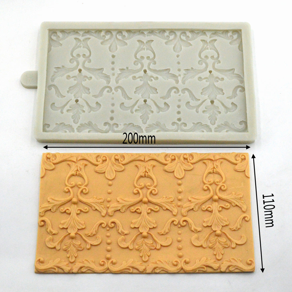 European vintage rose embossed pattern fondant silicone mold