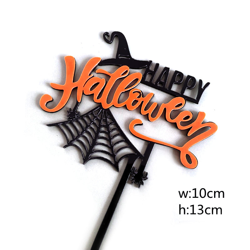 Black Halloween Acrylic Cake Topper Happy Halloween Cake Topper For Party decorations