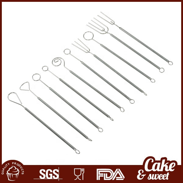 Factory wholesale low price new design kitchen baking 10pcs fork metal diy cake decorating fondant tool set