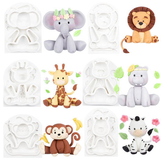 forest animal tiger lion giraffe monkey elephant horse Silicone Mold