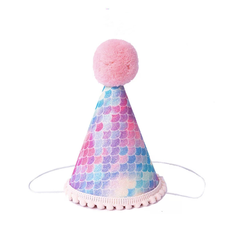 New Style Rainbow Fishtail Crown Birthday Hat for Party
