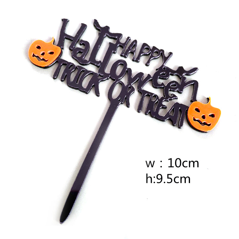Black Halloween Acrylic Cake Topper Happy Halloween Cake Topper For Party decorations
