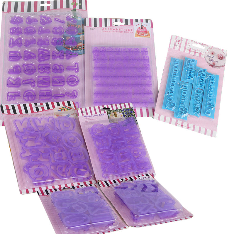 Creative plastic lowercase alphabet 3d fondant tools cake decorating letters number shape cutter