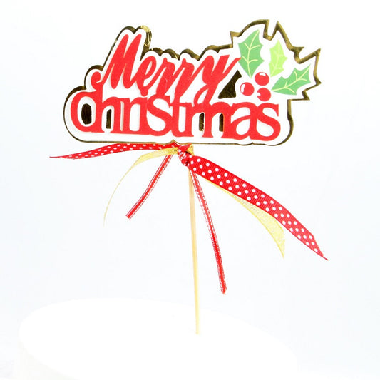 Merry Christmas paper cake toppers