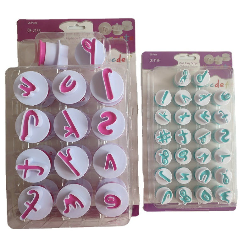 Creative plastic lowercase alphabet 3d fondant tools cake decorating letters number shape cutter