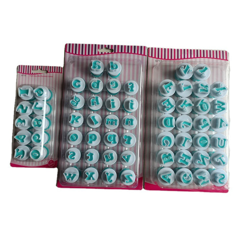 Creative plastic lowercase alphabet 3d fondant tools cake decorating letters number shape cutter