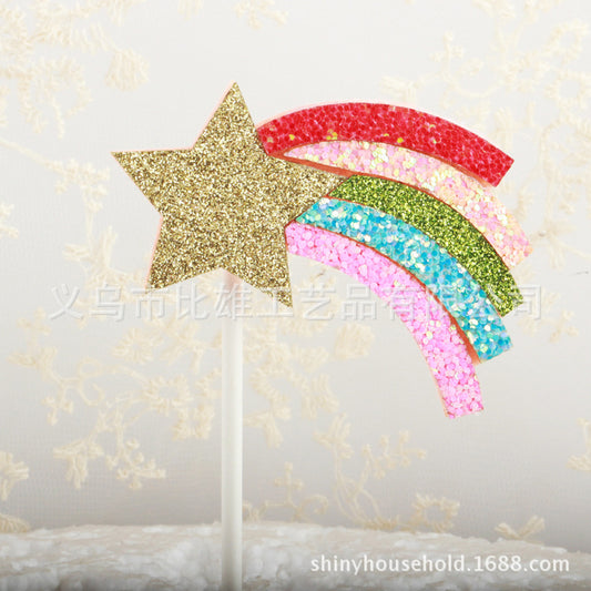 Rainbow star theme holiday decorations creative cake topper with star for boy girl