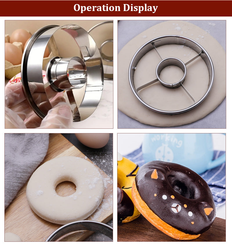 Household baking diy stainless steel big cookie biscuit round donuts mold doughnut cutter