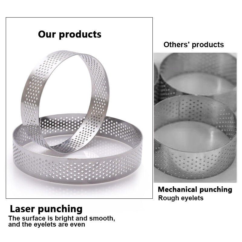 9pcs Set Food Grade stainless Steel 304 Round Cake Ring Perforated Baking Mousse Tart Mold