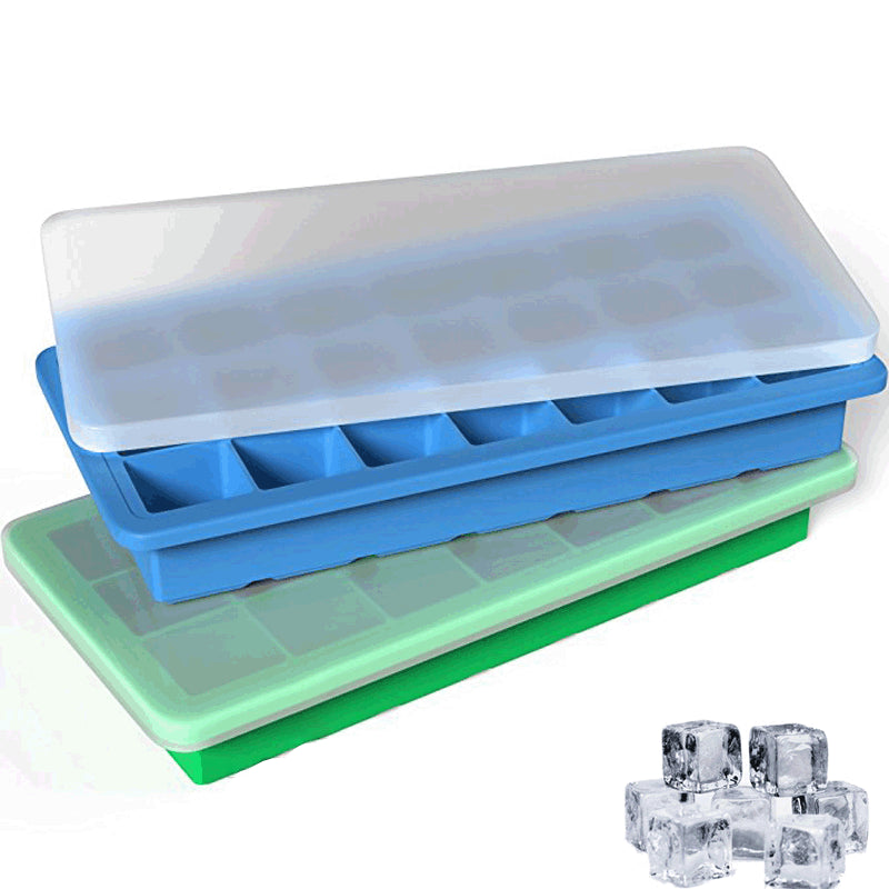 Bpa Free 21 Cavity Ice Mould Silicone Ice Cube Tray With Lid