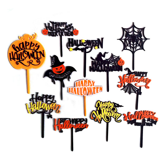 Black Halloween Acrylic Cake Topper Happy Halloween Cake Topper For Party decorations