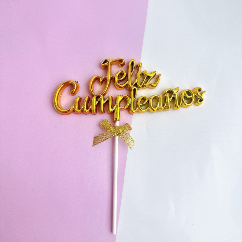 Spanish  Russian happy birthday acrylic cake topper