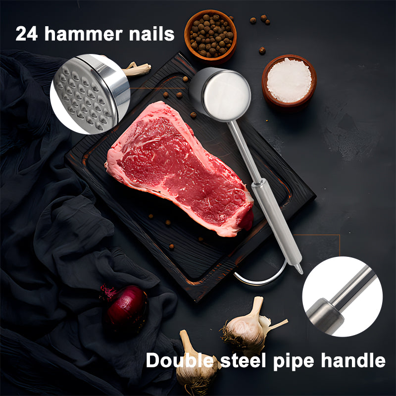 kitchen gadgets food grade 304 stainless steel meat tenderizer meat hammer