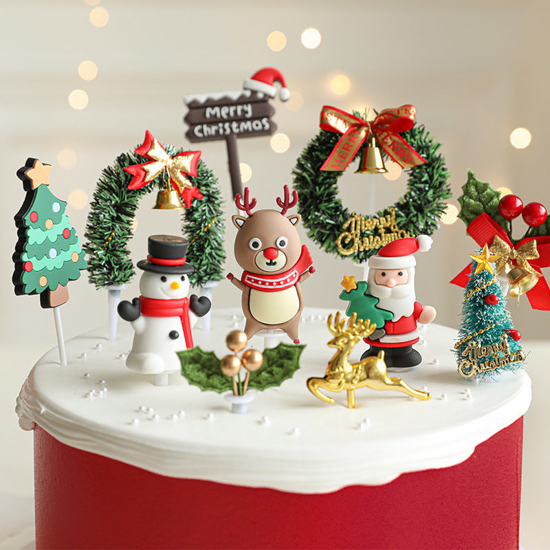 Christmas cake decoration Santa Claus Snowman deer wreath