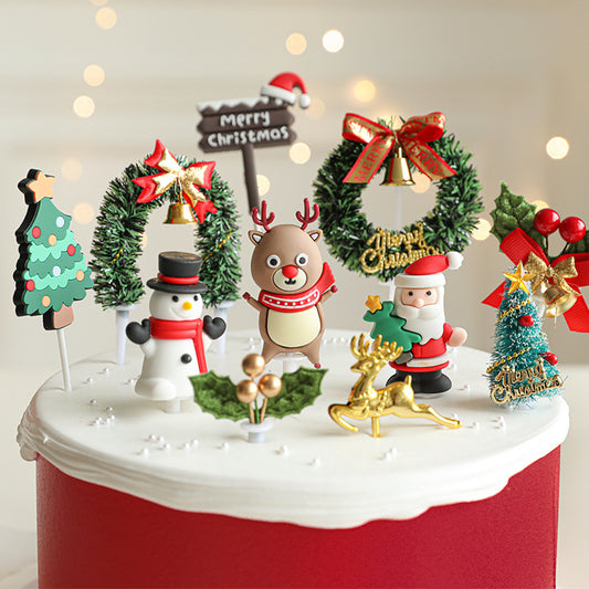 Christmas cake decoration Santa Claus Snowman deer wreath