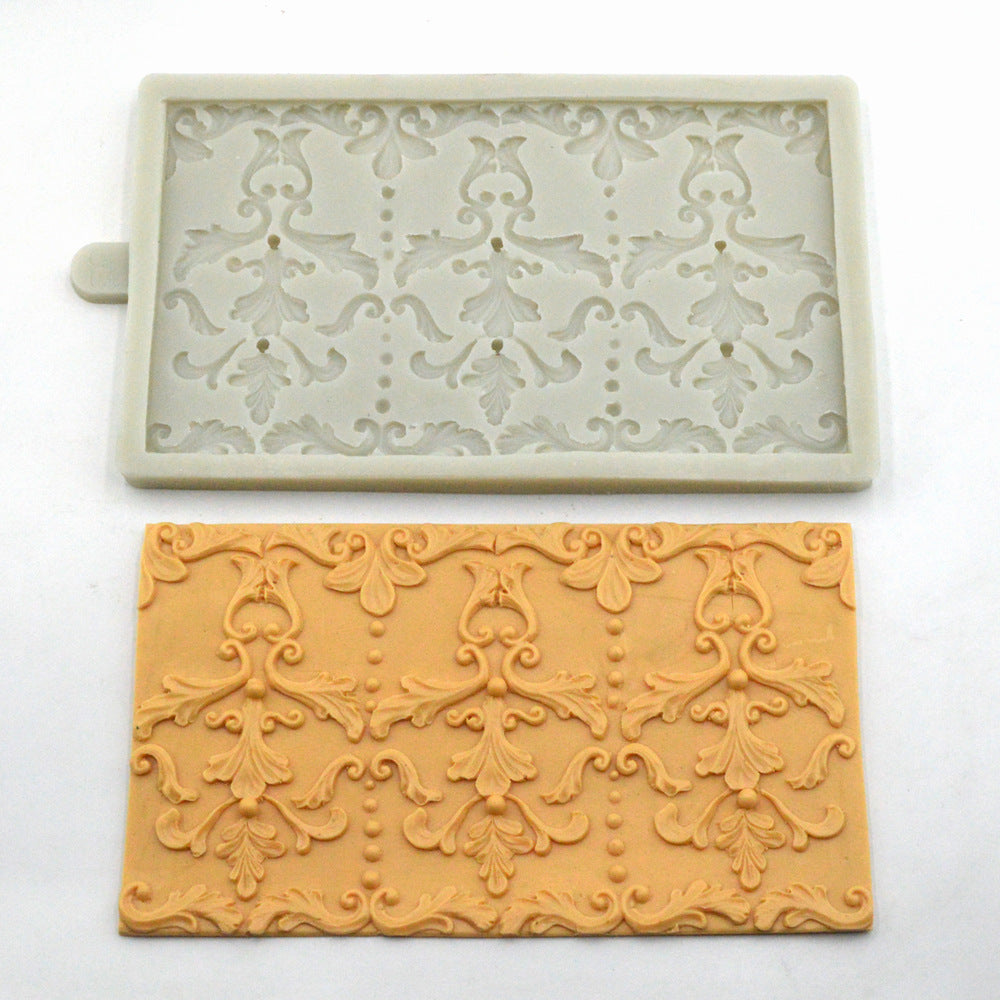 European vintage rose embossed pattern fondant silicone mold