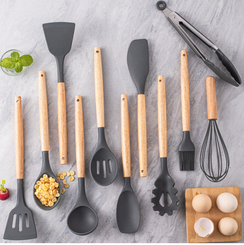 Silicone kitchen utensils set 12-piece spoon combination set storage rack cooking Utensils Set