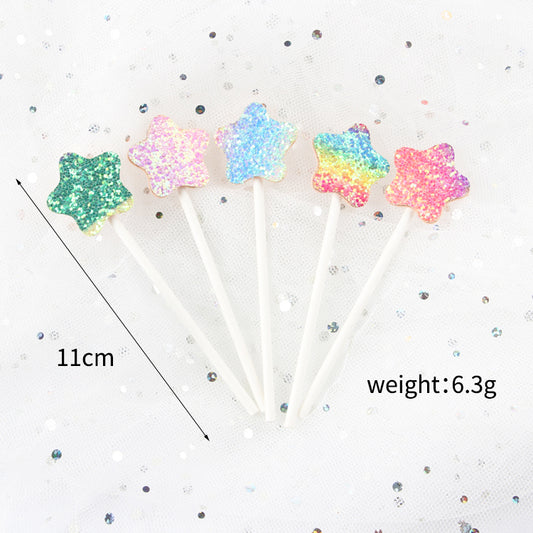 Glitter star heart butterfly crown cake toppers happy birthday cake picks