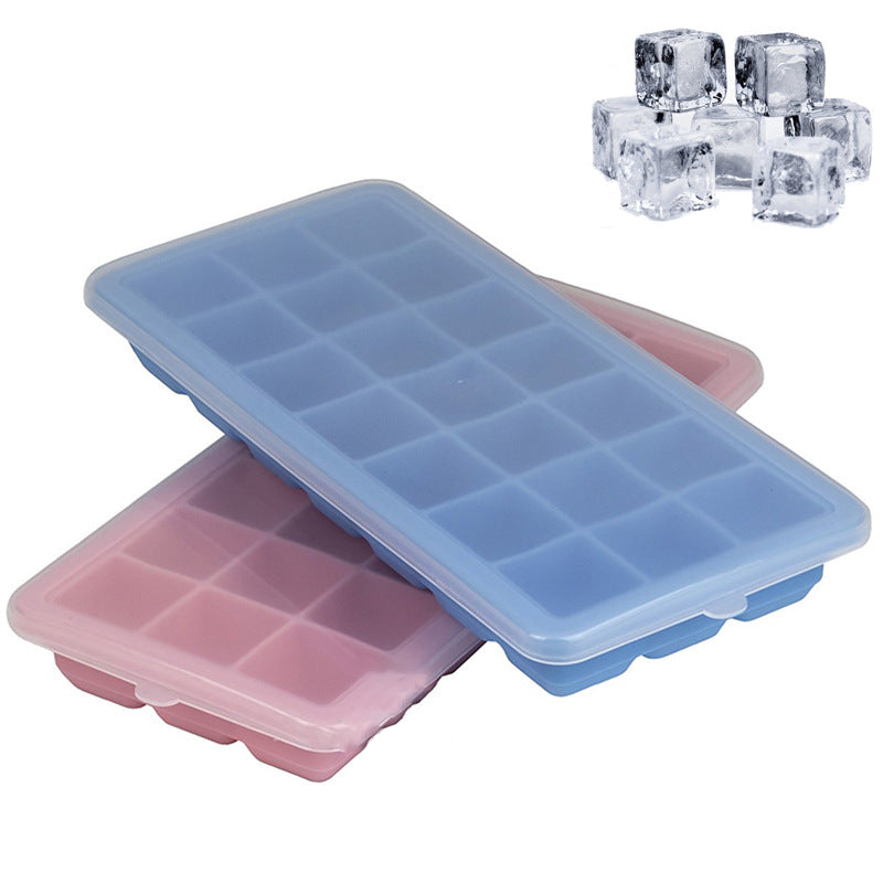 Bpa Free 21 Cavity Ice Mould Silicone Ice Cube Tray With Lid